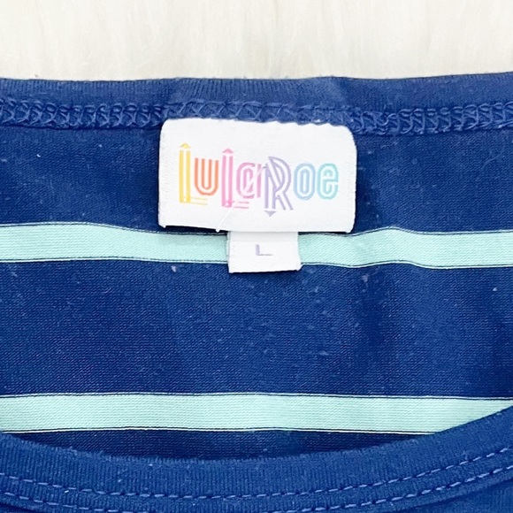 LulaRoe Blue Striped Short Sleeve Top - Picture 2 of 3